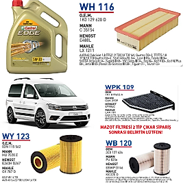 VOLKSWAGEN CADDY 2.0 TDİ 75KW 102 HP MOTOR YAĞ BAKIM SETİ