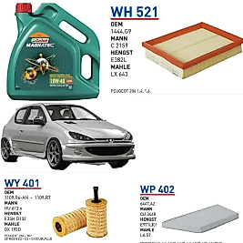 PEUGEOT 206 1.6i MOTOR KODU NFZ (TU5JP) 66KW 90HP YAĞ BAKIM SETİ